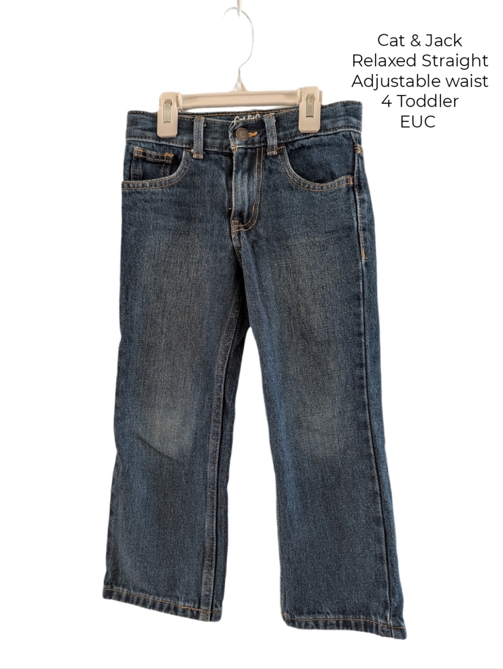 Cat & Jack Dark Blue Kids Relaxed Straight Denim Jeans 4T